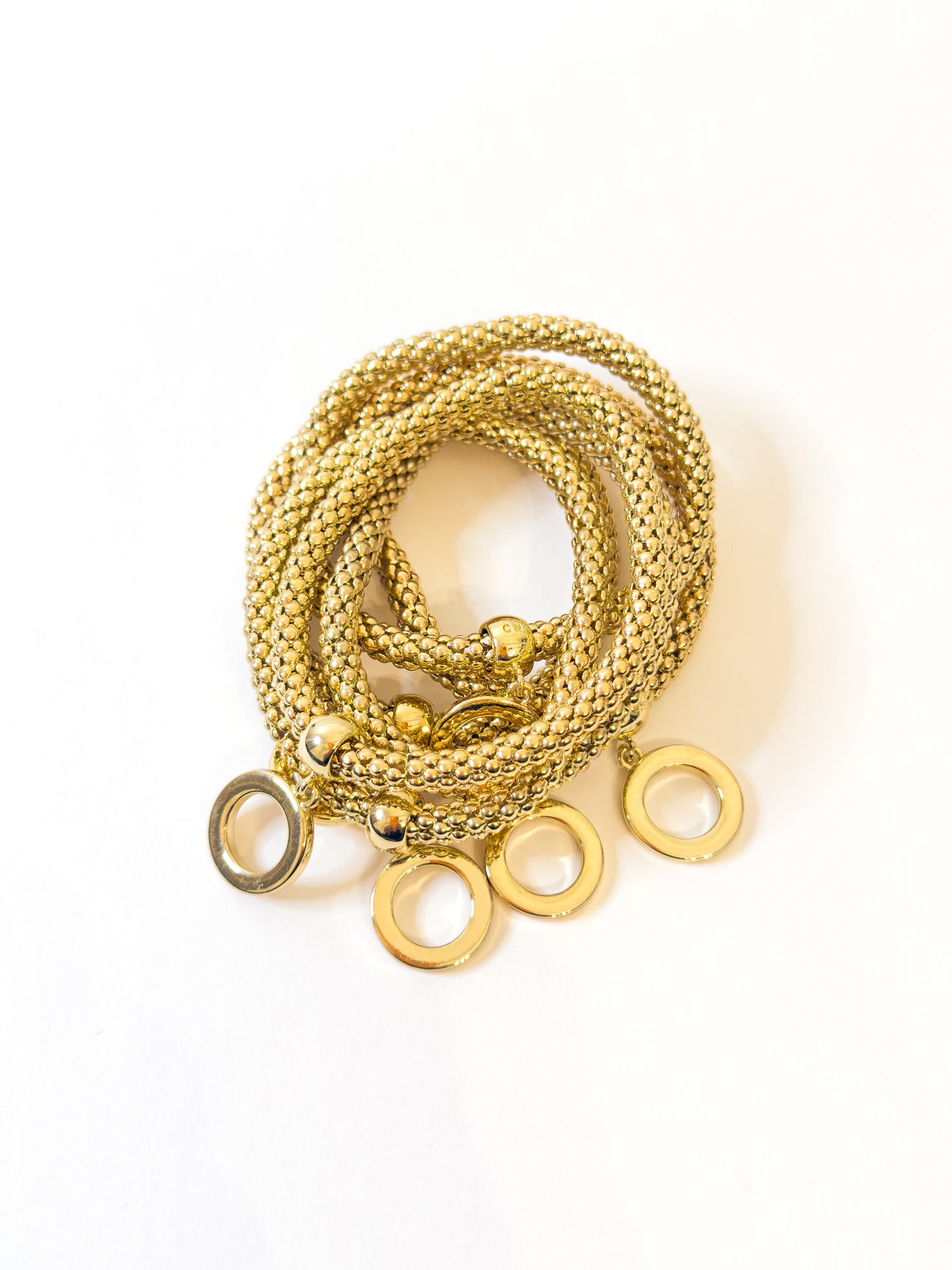 Gold Stackable Weaved Charm Bracelet